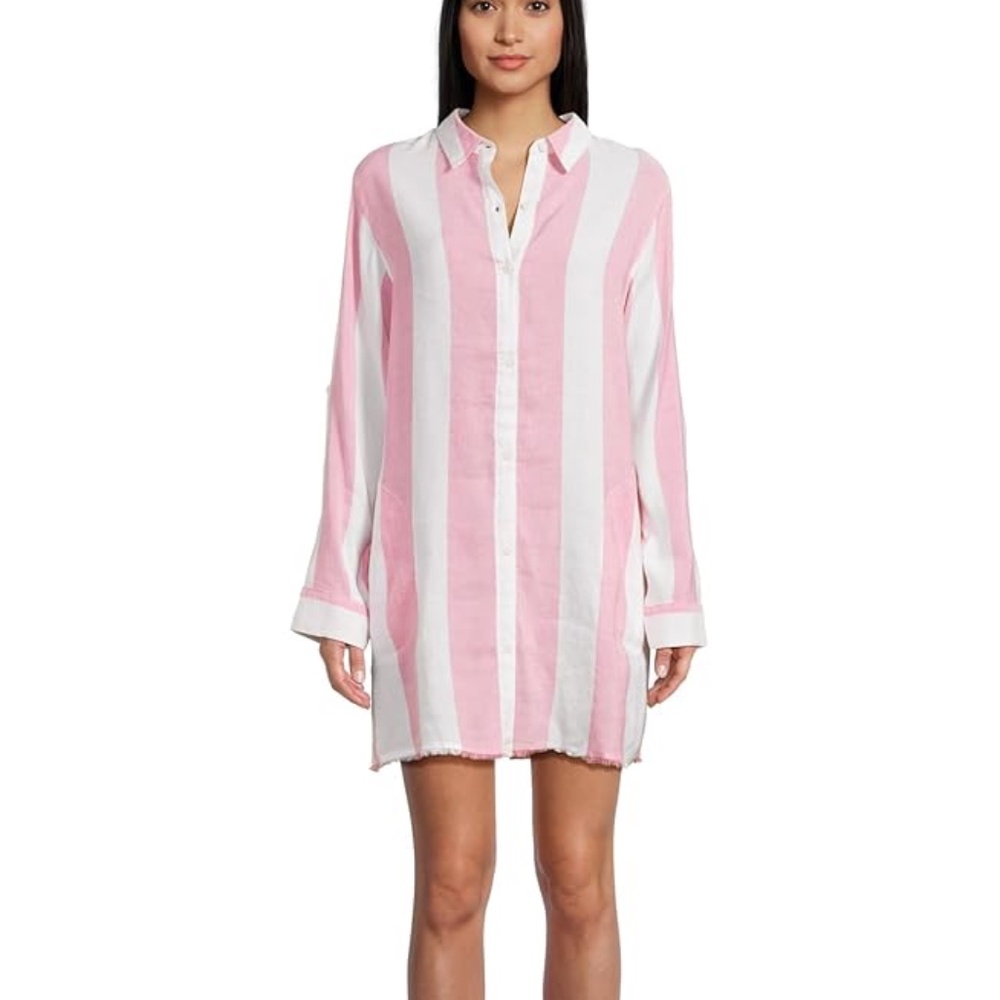 Tommy Bahama Rugby Beach Stripe Boyfriend Shirt Cover-Up